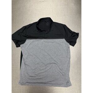 NIKE Men's Black/Gray Dri-Fit Tiger Woods Vapor Stripe Golf Polo SZ XL